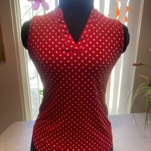Halife Red Polka Dot Sleeveless Top